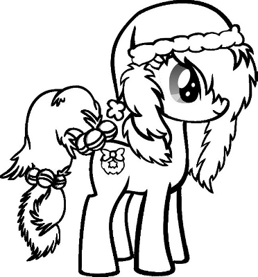 Kolorowanka kucyk pony ozdobiony bombkami